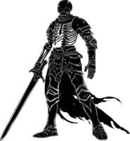 AI generated Silhouette skeleton warrior black color only full body vector