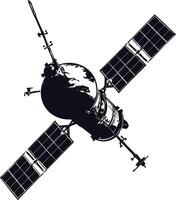 AI generated Silhouette Satellite Communication in space black color only vector