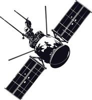 AI generated Silhouette Satellite Communication in space black color only vector