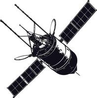 AI generated Silhouette Satellite Communication in space black color only vector