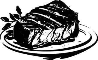AI generated Silhouette steak food black color only vector