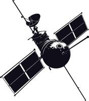 AI generated Silhouette Satellite Communication in space black color only vector