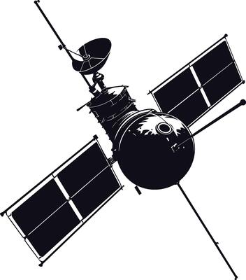 AI generated Silhouette Satellite Communication in space black color only