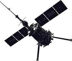 AI generated Silhouette Satellite Communication in space black color only vector