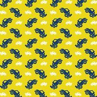 Car icon repeating trendy pattern colorful vector illustration yellow background