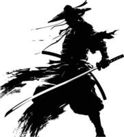 ai generado silueta samurai negro color solamente lleno cuerpo vector