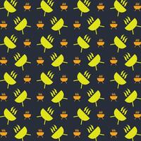 Barbecue trendy repeating pattern in dark background vector illustration