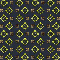 Alarm trendy repeating pattern in dark background vector illustration