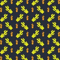 Cactus trendy repeating pattern in dark background vector illustration