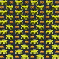 Boat trendy repeating pattern in dark background vector illustration