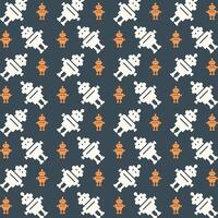 Robot fabric wallpaper repeating trendy pattern vector illustration grey background