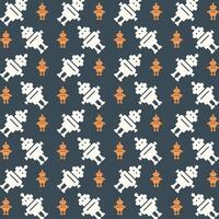 Robot fabric wallpaper repeating trendy pattern vector illustration grey background