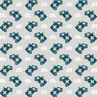 Ambulance icon blue repeating trendy pattern colorful vector illustration background