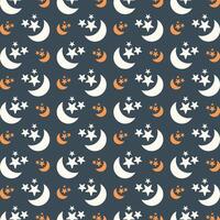 Moon And stars fabric wallpaper repeating trendy pattern vector illustration grey background