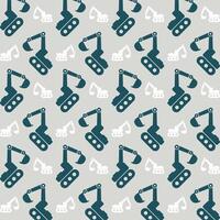 Excavator icon blue repeating trendy pattern colorful vector illustration background