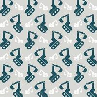 Excavator icon blue repeating trendy pattern colorful vector illustration background