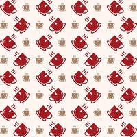 Coffee cup red icon valentine style trendy repeating pattern vector illustration background