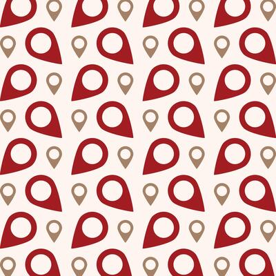 Location pointer red icon valentine style trendy repeating pattern vector illustration background