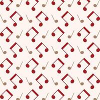 Music notes red icon valentine style trendy repeating pattern vector illustration background