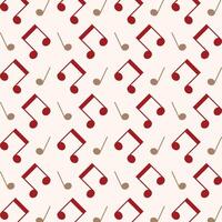 Music notes red icon valentine style trendy repeating pattern vector illustration background