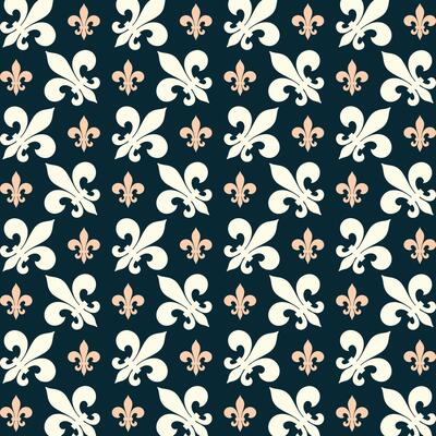 Fleur de lis icon luxury blue repeating pattern beautiful vector illustration background