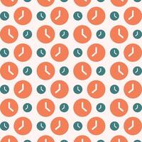 Clock icon trendy orange repeating pattern cute colorful vector illustration background