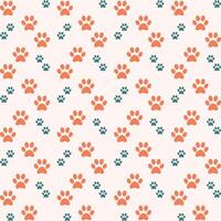 Animal Paw icon trendy orange repeating pattern cute colorful vector illustration background