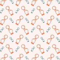 Glass in hand icon trendy orange repeating pattern cute colorful vector illustration background