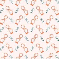 Glass in hand icon trendy orange repeating pattern cute colorful vector illustration background