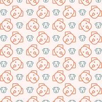 Dog icon trendy orange repeating pattern cute colorful vector illustration background