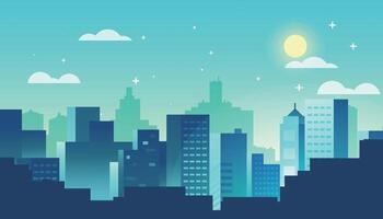 City panorama with cityscape buildings background design. vector