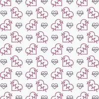 Heartbeat icon trendy repeating pattern red blue color vector illustration