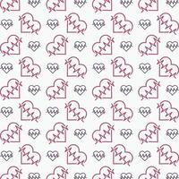 Heartbeat icon trendy repeating pattern red blue color vector illustration