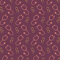 Stethoscope Icon Vector trendy repeating pattern maroon illustration background