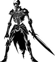 AI generated Silhouette skeleton warrior black color only full body vector