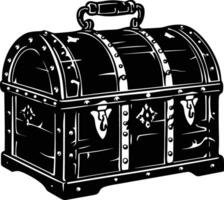 AI generated Silhouette Treasure Chest black color only vector