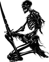 AI generated Silhouette skeleton warrior black color only full body vector