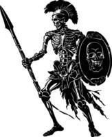 AI generated Silhouette skeleton warrior black color only full body vector