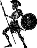 AI generated Silhouette skeleton warrior black color only full body vector