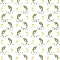 Fish repeating trendy pattern beautiful multicolor vector background