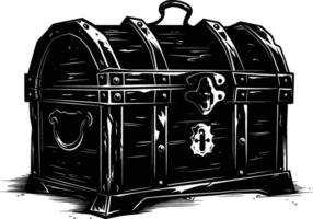 AI generated Silhouette Treasure Chest black color only vector