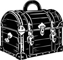 AI generated Silhouette Treasure Chest black color only vector