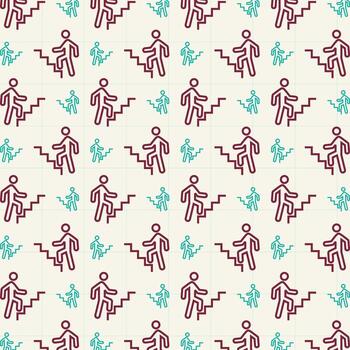 Climbing stairs icon on graph trendy repeating pattern vector illustration background