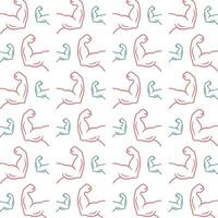 Muscle symbol trendy repeating pattern green brown vector illustration background