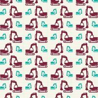 Excavator icon on graph trendy repeating pattern vector illustration background