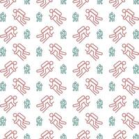 Hiking symbol trendy repeating pattern green brown vector illustration background