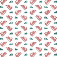 Bulldozer trendy repeating pattern green brown vector illustration background