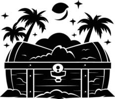 AI generated Silhouette Treasure Chest black color only vector