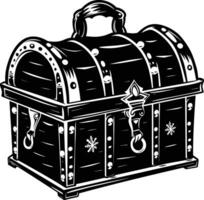 AI generated Silhouette Treasure Chest black color only vector