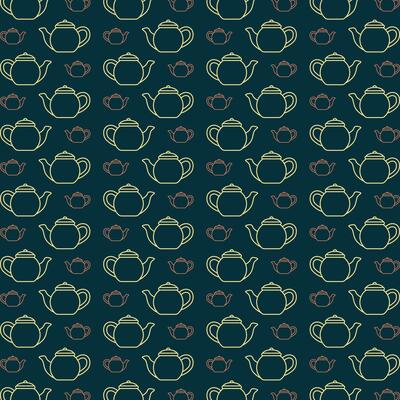 Teapot icon trendy repeating pattern beautiful blue background vector illustration